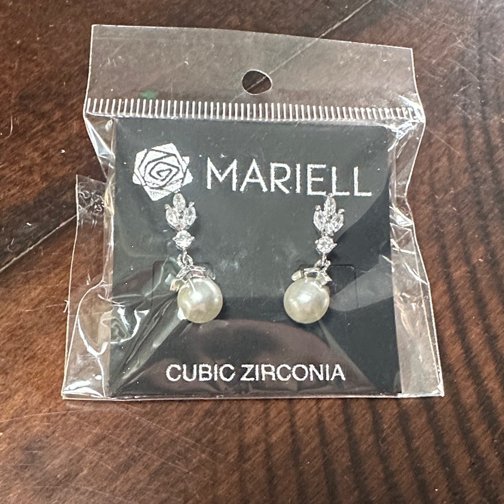 Mariell Silver Pearl Drop Earrings